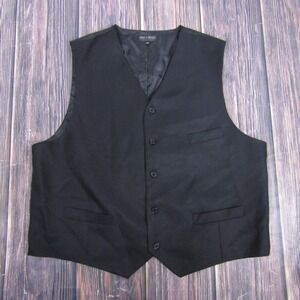 UMO LORENZO Suit Vest Mens 2XL Black Formal Tuxedo Waistcoat Wedding 4 Button